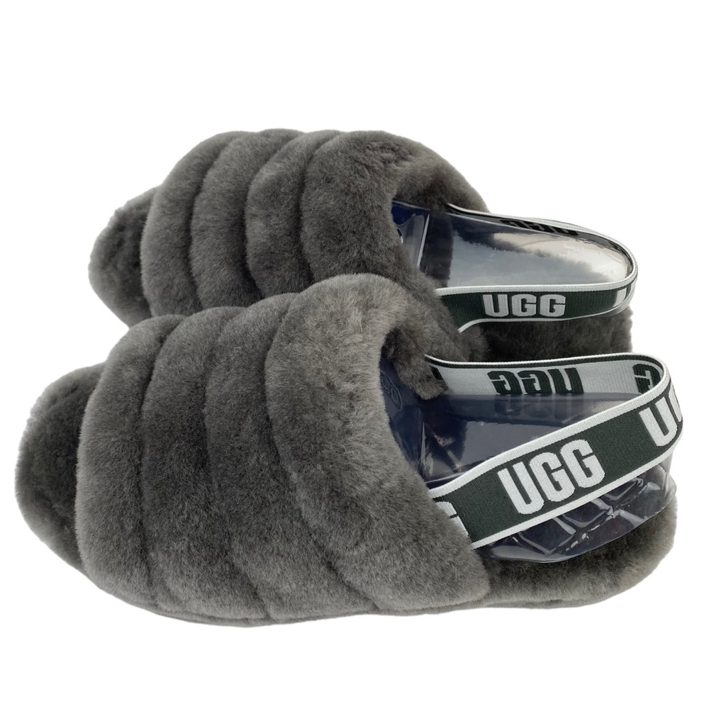 UGG Fluff Yeah Slide Charcoal Gray CHRC 1095119 NEW Women’s Size 8 - Picture 7 of 10